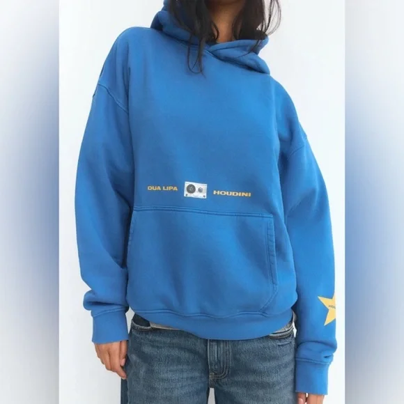 Dua Lipa HOUDINI フード付きパーカー　デュアリパ Zara & Dua Lipa Collaboration, L Blue Concert Hoodie with
